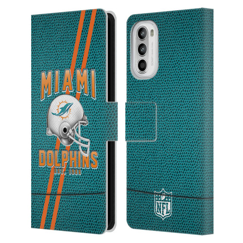 NFL Miami Dolphins Logo Art Football Stripes Leather Book Wallet Case Cover For Motorola Moto G52