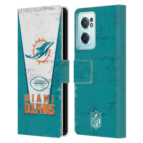 NFL Miami Dolphins Logo Art Banner Leather Book Wallet Case Cover For OnePlus Nord CE 2 5G