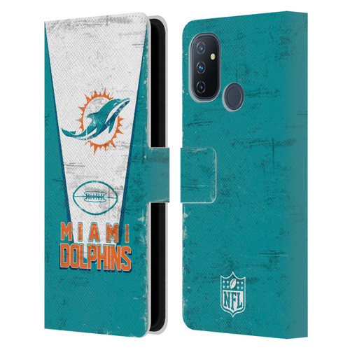 NFL Miami Dolphins Logo Art Banner Leather Book Wallet Case Cover For OnePlus Nord N100