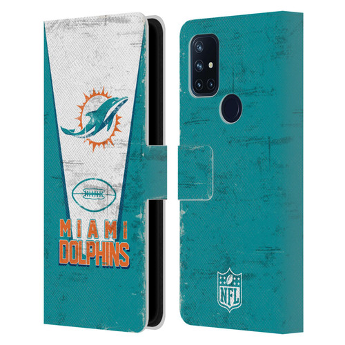 NFL Miami Dolphins Logo Art Banner Leather Book Wallet Case Cover For OnePlus Nord N10 5G