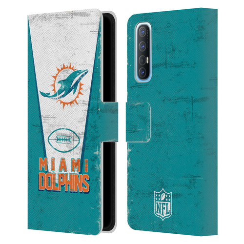NFL Miami Dolphins Logo Art Banner Leather Book Wallet Case Cover For OPPO Find X2 Neo 5G