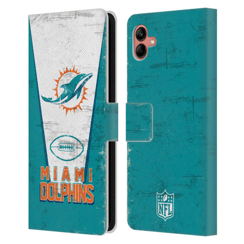 NFL Miami Dolphins Logo Art Banner Leather Book Wallet Case Cover For Samsung Galaxy A04 (2022)