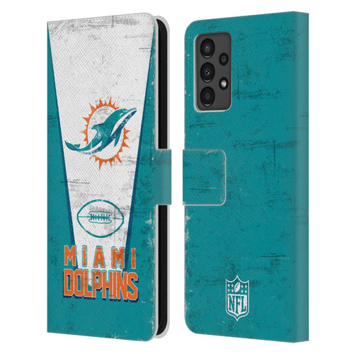 NFL Miami Dolphins Logo Art Banner Leather Book Wallet Case Cover For Samsung Galaxy A13 (2022)