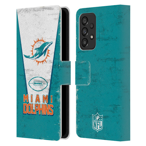 NFL Miami Dolphins Logo Art Banner Leather Book Wallet Case Cover For Samsung Galaxy A33 5G (2022)