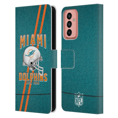 NFL Miami Dolphins Logo Art Football Stripes Leather Book Wallet Case Cover For Samsung Galaxy M13 (2022)