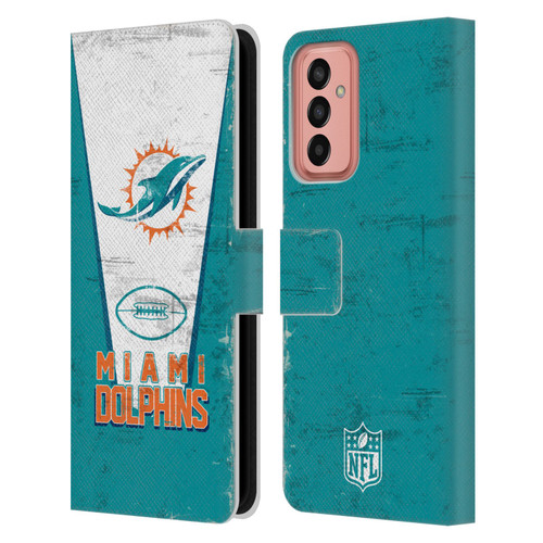 NFL Miami Dolphins Logo Art Banner Leather Book Wallet Case Cover For Samsung Galaxy M13 (2022)