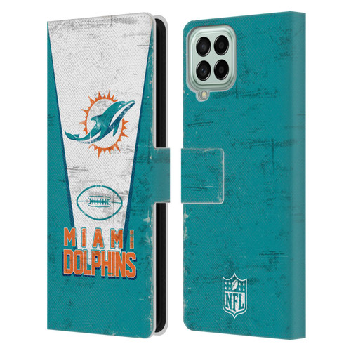NFL Miami Dolphins Logo Art Banner Leather Book Wallet Case Cover For Samsung Galaxy M33 (2022)