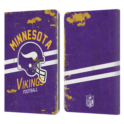 NFL Minnesota Vikings Logo Art Helmet Distressed Leather Book Wallet Case Cover For Amazon Kindle Paperwhite 1 / 2 / 3