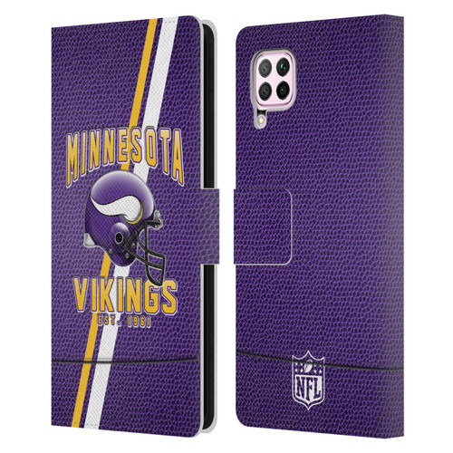 NFL Minnesota Vikings Logo Art Football Stripes Leather Book Wallet Case Cover For Huawei Nova 6 SE / P40 Lite