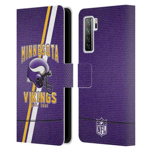 NFL Minnesota Vikings Logo Art Football Stripes Leather Book Wallet Case Cover For Huawei Nova 7 SE/P40 Lite 5G