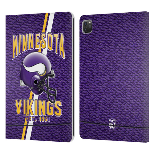 NFL Minnesota Vikings Logo Art Football Stripes Leather Book Wallet Case Cover For Apple iPad Pro 11 2020 / 2021 / 2022