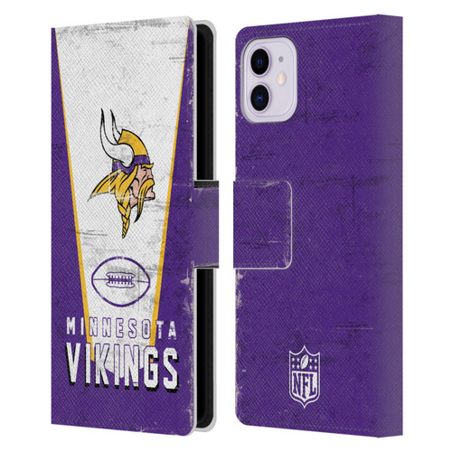 NFL Minnesota Vikings Logo Art Banner Leather Book Wallet Case Cover For Apple iPhone 11