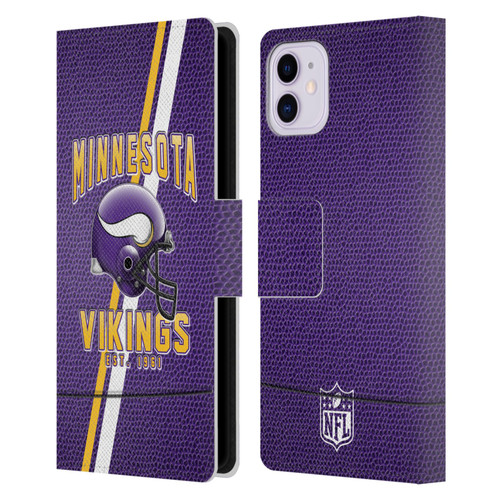 NFL Minnesota Vikings Logo Art Football Stripes Leather Book Wallet Case Cover For Apple iPhone 11