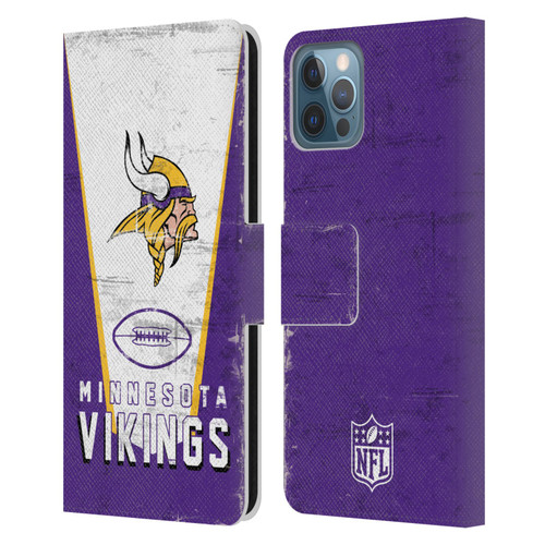 NFL Minnesota Vikings Logo Art Banner Leather Book Wallet Case Cover For Apple iPhone 12 / iPhone 12 Pro