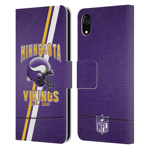 NFL Minnesota Vikings Logo Art Football Stripes Leather Book Wallet Case Cover For Apple iPhone XR