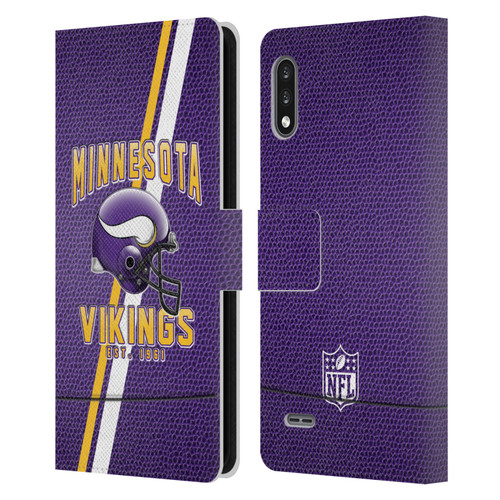 NFL Minnesota Vikings Logo Art Football Stripes Leather Book Wallet Case Cover For LG K22
