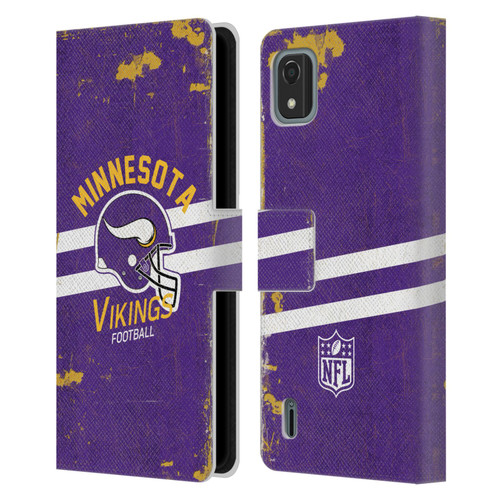 NFL Minnesota Vikings Logo Art Helmet Distressed Leather Book Wallet Case Cover For Nokia C2 2nd Edition