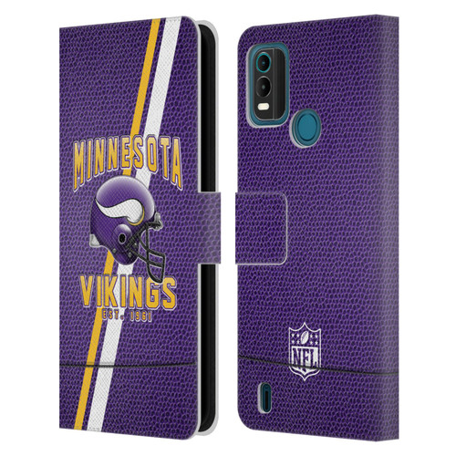 NFL Minnesota Vikings Logo Art Football Stripes Leather Book Wallet Case Cover For Nokia G11 Plus
