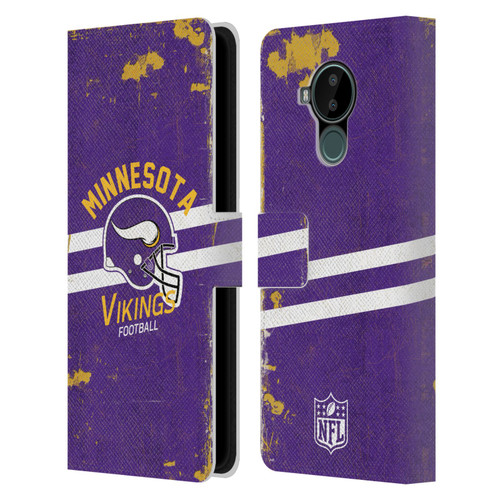 NFL Minnesota Vikings Logo Art Helmet Distressed Leather Book Wallet Case Cover For Nokia C30
