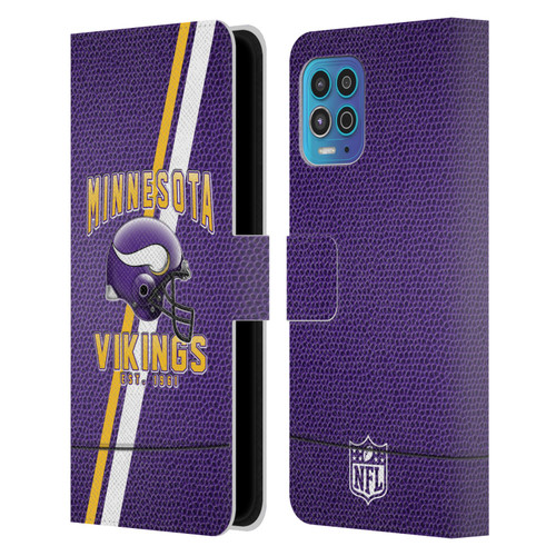 NFL Minnesota Vikings Logo Art Football Stripes Leather Book Wallet Case Cover For Motorola Moto G100
