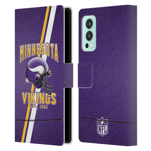 NFL Minnesota Vikings Logo Art Football Stripes Leather Book Wallet Case Cover For OnePlus Nord 2 5G