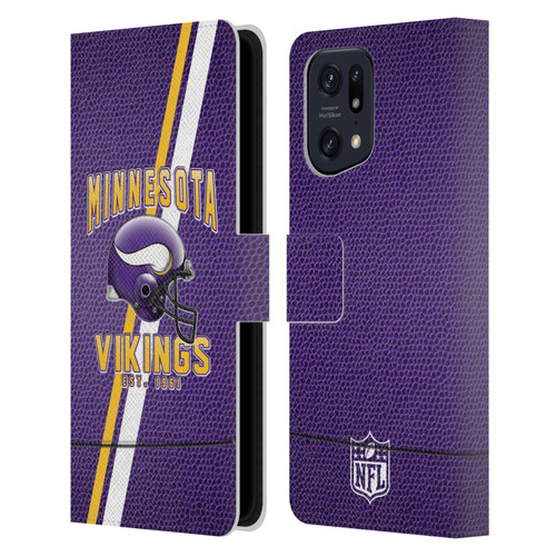 NFL Minnesota Vikings Logo Art Football Stripes Leather Book Wallet Case Cover For OPPO Find X5