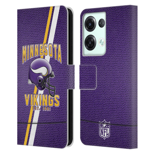 NFL Minnesota Vikings Logo Art Football Stripes Leather Book Wallet Case Cover For OPPO Reno8 Pro