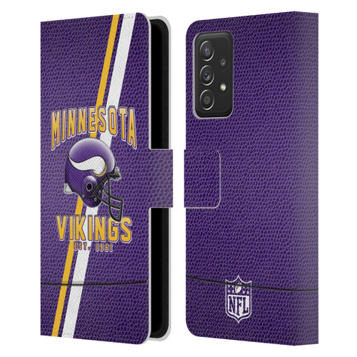NFL Minnesota Vikings Logo Art Football Stripes Leather Book Wallet Case Cover For Samsung Galaxy A52 / A52s / 5G (2021)