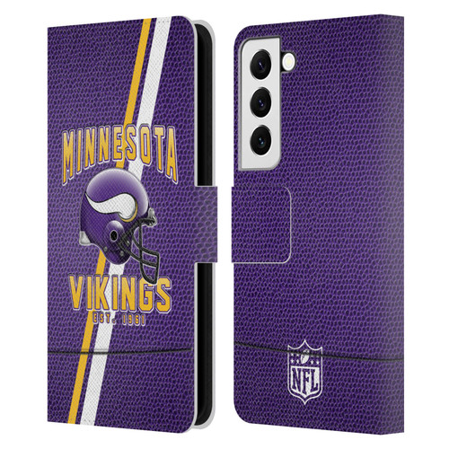 NFL Minnesota Vikings Logo Art Football Stripes Leather Book Wallet Case Cover For Samsung Galaxy S22 5G