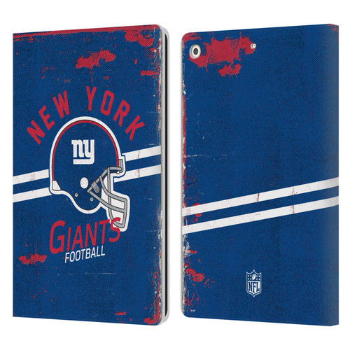 NFL New York Giants Logo Art Helmet Distressed Leather Book Wallet Case Cover For Apple iPad 10.2 2019/2020/2021