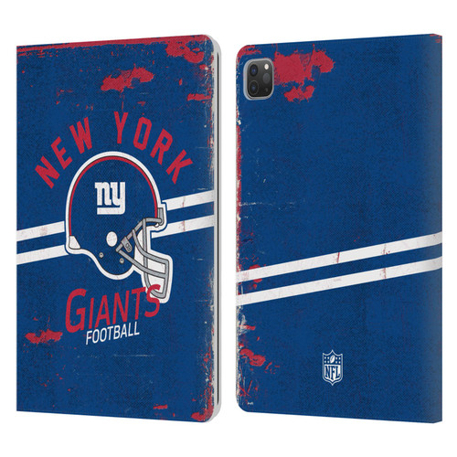 NFL New York Giants Logo Art Helmet Distressed Leather Book Wallet Case Cover For Apple iPad Pro 11 2020 / 2021 / 2022