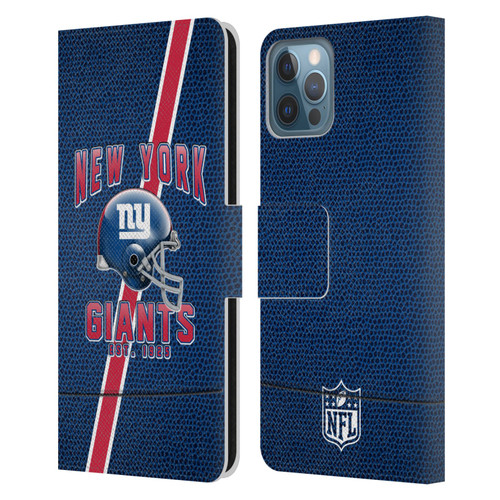 NFL New York Giants Logo Art Football Stripes Leather Book Wallet Case Cover For Apple iPhone 12 / iPhone 12 Pro