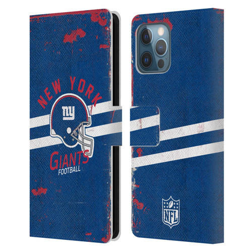 NFL New York Giants Logo Art Helmet Distressed Leather Book Wallet Case Cover For Apple iPhone 12 Pro Max