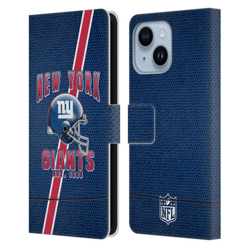 NFL New York Giants Logo Art Football Stripes Leather Book Wallet Case Cover For Apple iPhone 14 Plus