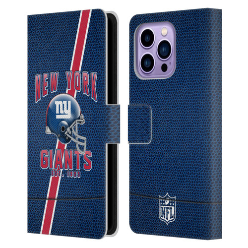 NFL New York Giants Logo Art Football Stripes Leather Book Wallet Case Cover For Apple iPhone 14 Pro Max