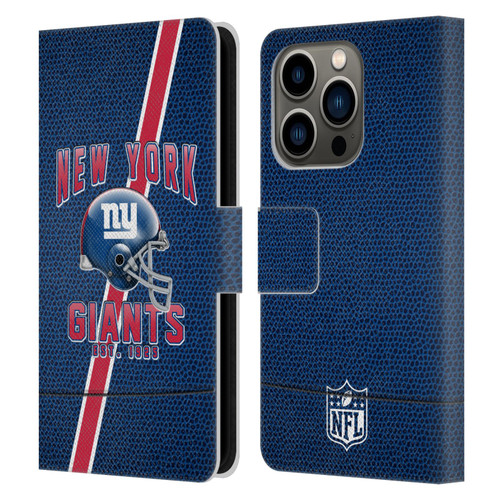 NFL New York Giants Logo Art Football Stripes Leather Book Wallet Case Cover For Apple iPhone 14 Pro