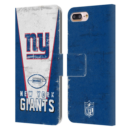 NFL New York Giants Logo Art Banner Leather Book Wallet Case Cover For Apple iPhone 7 Plus / iPhone 8 Plus