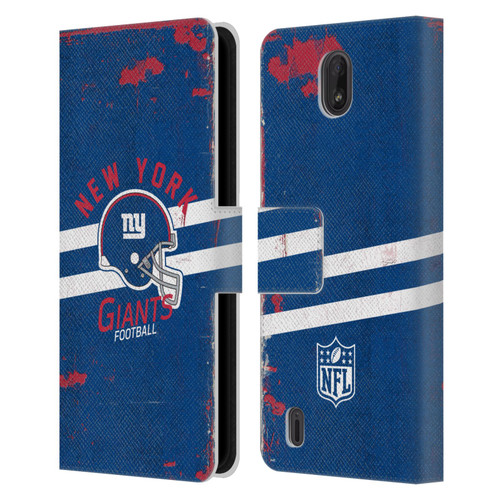 NFL New York Giants Logo Art Helmet Distressed Leather Book Wallet Case Cover For Nokia C01 Plus/C1 2nd Edition