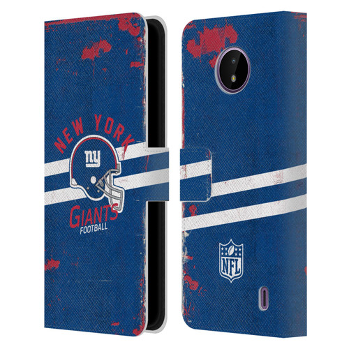 NFL New York Giants Logo Art Helmet Distressed Leather Book Wallet Case Cover For Nokia C10 / C20