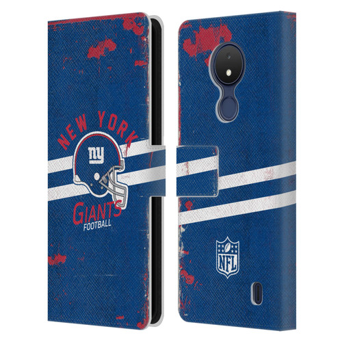 NFL New York Giants Logo Art Helmet Distressed Leather Book Wallet Case Cover For Nokia C21