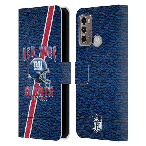 NFL New York Giants Logo Art Football Stripes Leather Book Wallet Case Cover For Motorola Moto G60 / Moto G40 Fusion
