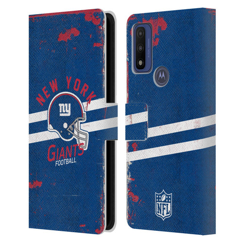 NFL New York Giants Logo Art Helmet Distressed Leather Book Wallet Case Cover For Motorola G Pure