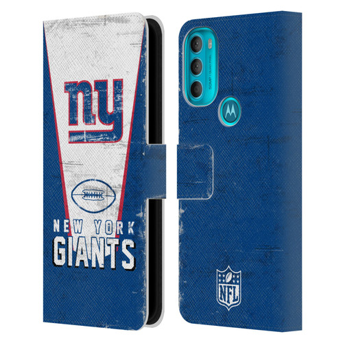 NFL New York Giants Logo Art Banner Leather Book Wallet Case Cover For Motorola Moto G71 5G