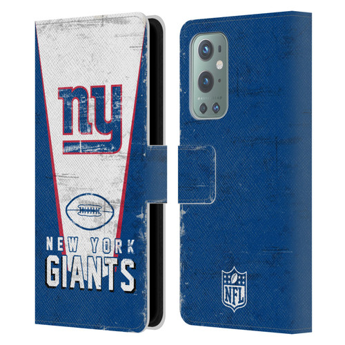 NFL New York Giants Logo Art Banner Leather Book Wallet Case Cover For OnePlus 9
