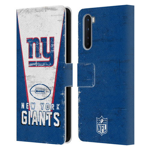 NFL New York Giants Logo Art Banner Leather Book Wallet Case Cover For OnePlus Nord 5G