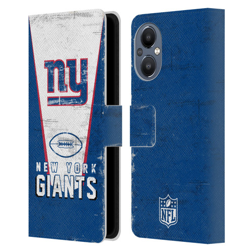NFL New York Giants Logo Art Banner Leather Book Wallet Case Cover For OnePlus Nord N20 5G
