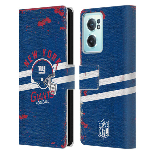 NFL New York Giants Logo Art Helmet Distressed Leather Book Wallet Case Cover For OnePlus Nord CE 2 5G