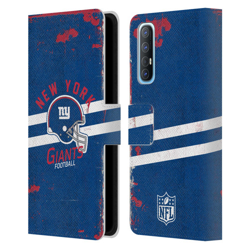 NFL New York Giants Logo Art Helmet Distressed Leather Book Wallet Case Cover For OPPO Find X2 Neo 5G