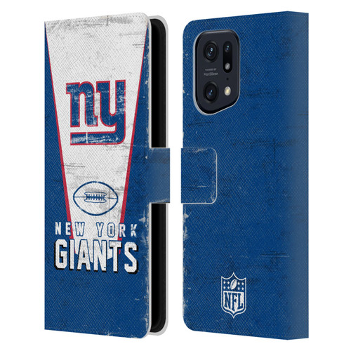 NFL New York Giants Logo Art Banner Leather Book Wallet Case Cover For OPPO Find X5 Pro