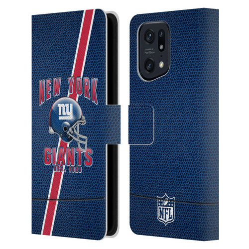 NFL New York Giants Logo Art Football Stripes Leather Book Wallet Case Cover For OPPO Find X5 Pro